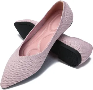 EnllerviiD Women's Flats Breathable Knit Pointed Flats Loafers Shoes,Work Flats Office Shoes Comfortable Flexible Mule Shoes Ballet Flats