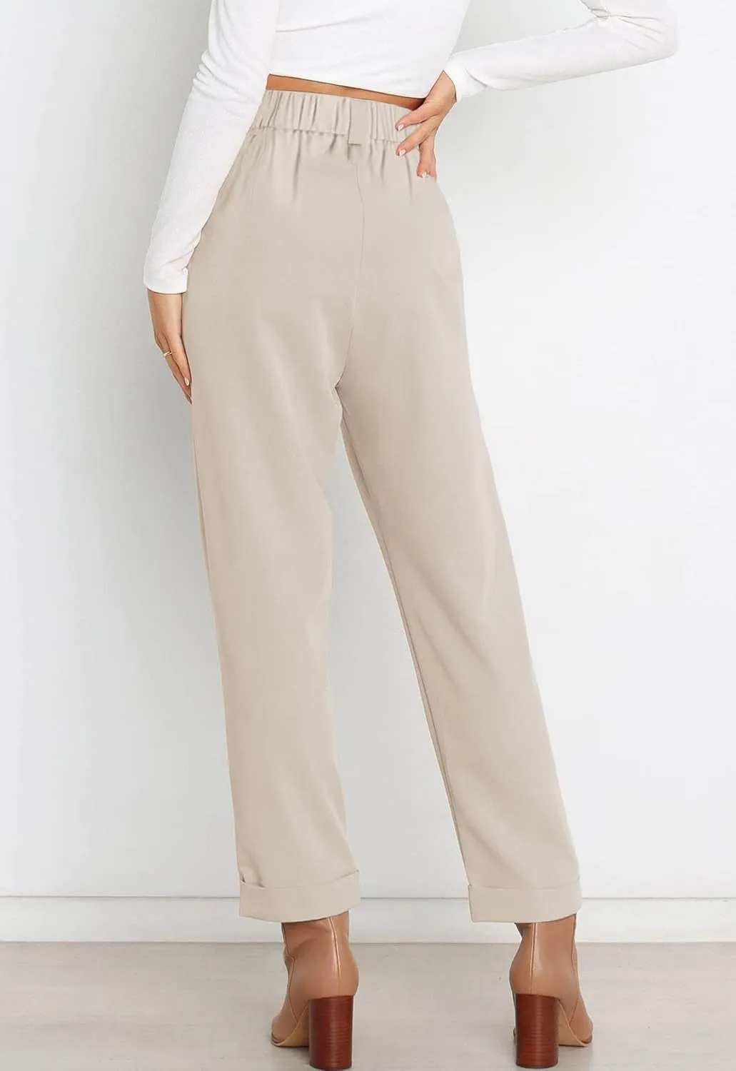 Febriajuce Women's Dress Pants Lightweight High Waist Straight Leg Office Work Pants Casual Travel Trousers with Pockets