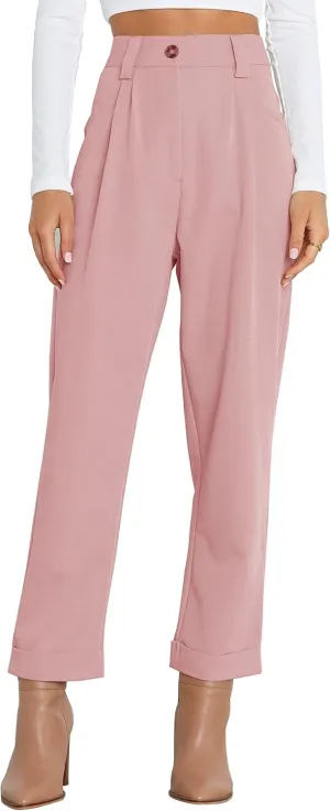 Febriajuce Women's Dress Pants Lightweight High Waist Straight Leg Office Work Pants Casual Travel Trousers with Pockets