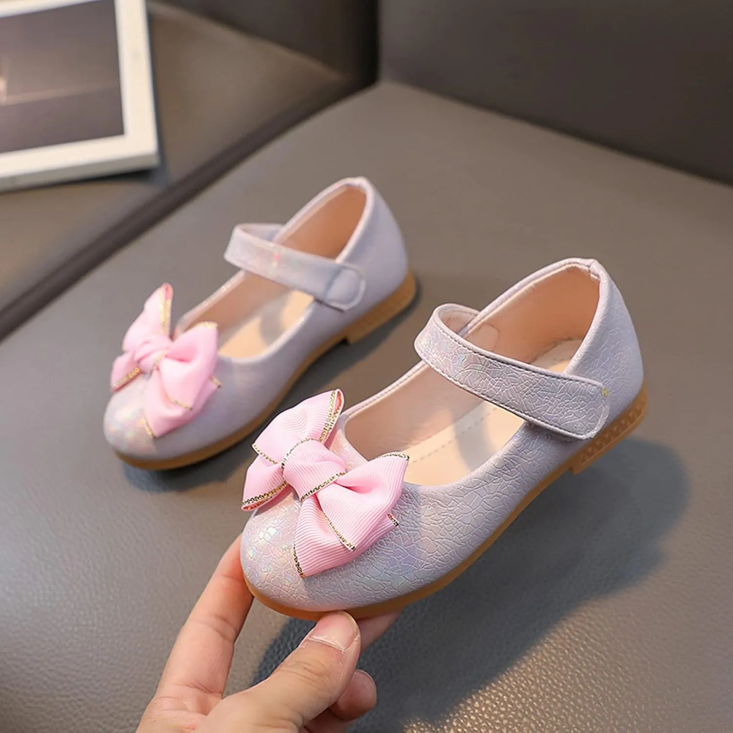 Flower Girl Ballet Flats Bow Ballerina Mary Jane Dress Shoes for Party School Wedding(Toddler/Little Kid) Girls Shoes