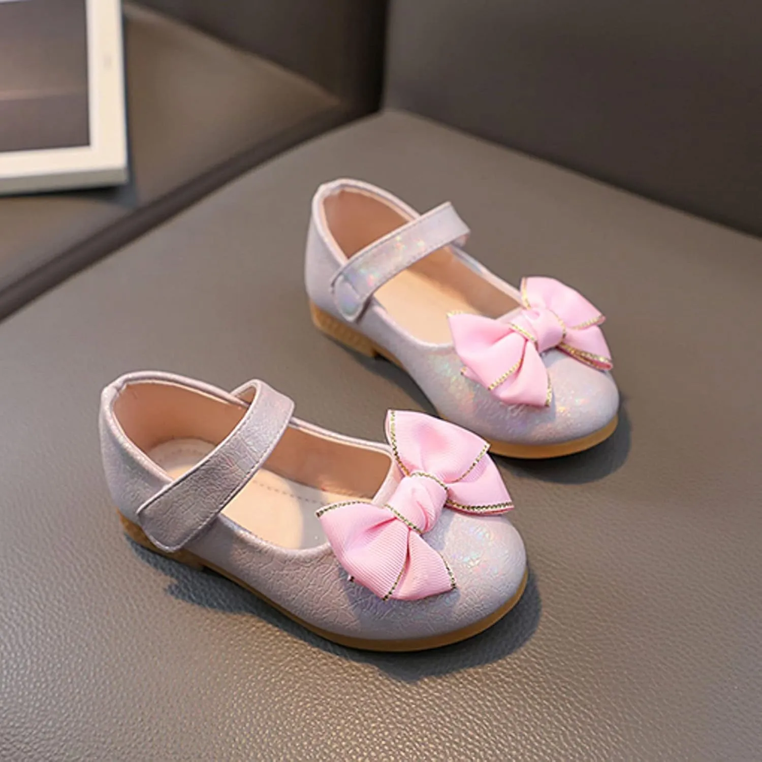Flower Girl Ballet Flats Bow Ballerina Mary Jane Dress Shoes for Party School Wedding(Toddler/Little Kid) Girls Shoes