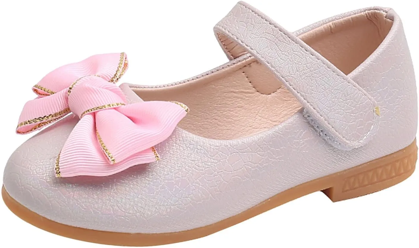 Flower Girl Ballet Flats Bow Ballerina Mary Jane Dress Shoes for Party School Wedding(Toddler/Little Kid) Girls Shoes