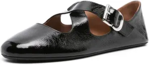 FOWT Women Crisscross Strap Buckle Closed Round Toe Ballet Flats Stylish Party Date Ballroom Dance Comfy Mary Jane Shoes Size 4-16 US