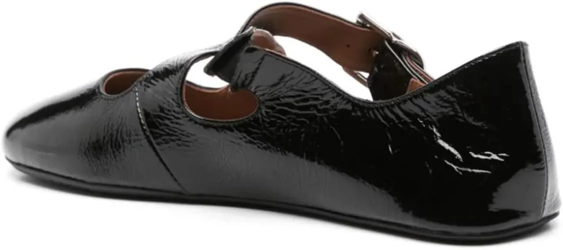 FOWT Women Crisscross Strap Buckle Closed Round Toe Ballet Flats Stylish Party Date Ballroom Dance Comfy Mary Jane Shoes Size 4-16 US
