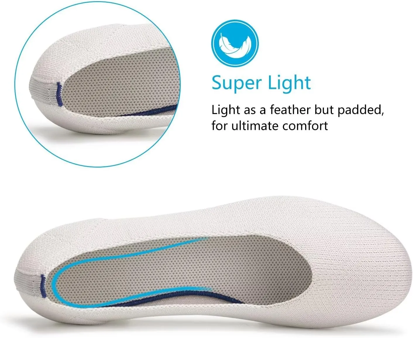 Frank Mully Womens Ballet Flat Shoes Knit Dress Shoes Round Toe Slip On Ballerina Walking Flats Shoes for Woman Low Wedge Comfort Soft