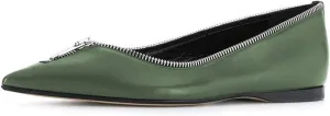 FSJ Women Fashion Ballet Slip on Pointed Closed Toe Pumps Flats Slide Leather Sandals Zippers Ladies Dress Shoes Size 4-15 US