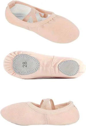 Girls' Ballet Dance Shoes - Soft Sole, Canvas Upper, Elastic Strap, Available in Black, Beige, Red - Ideal for Practice and Performance