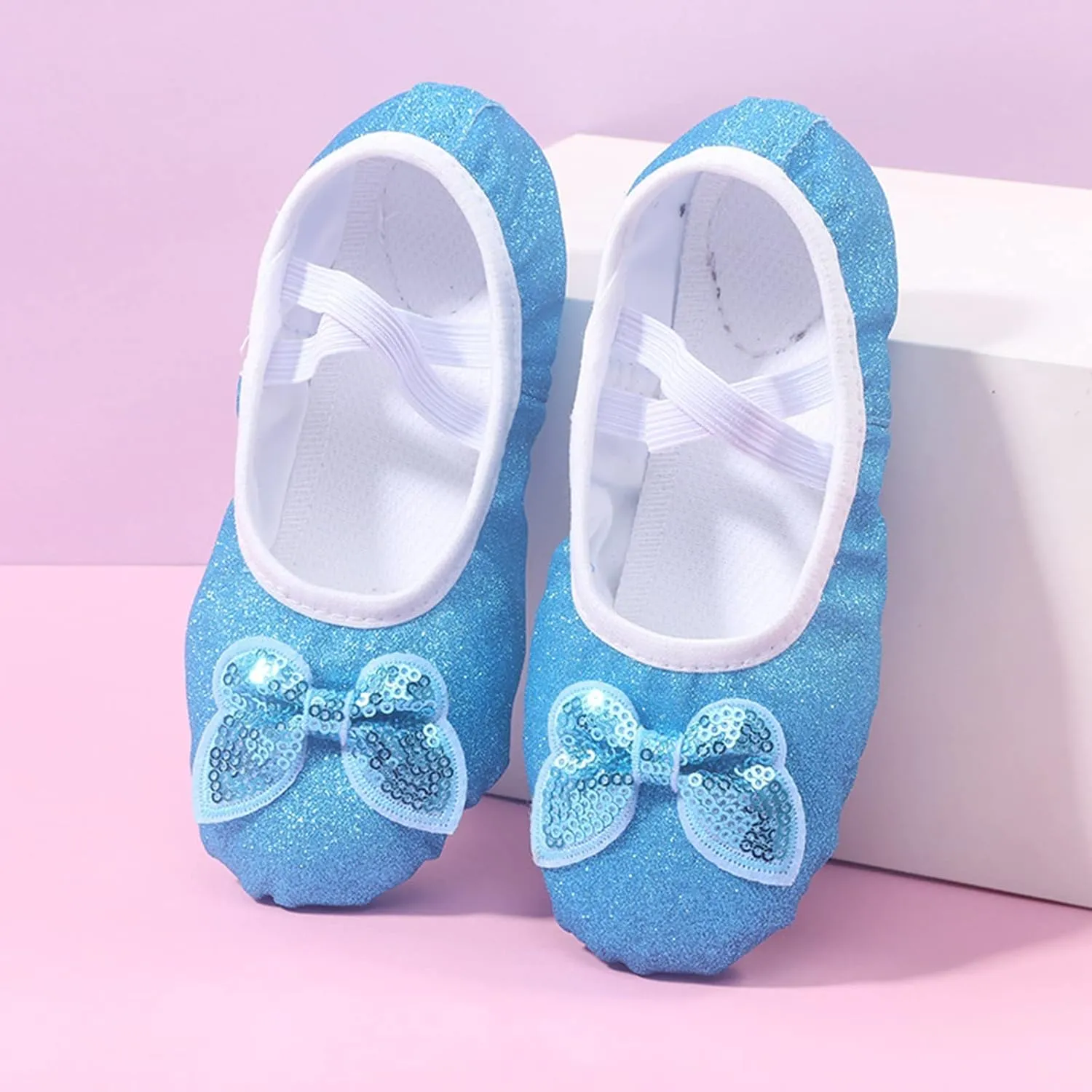 Girls Ballet Slippers Flats Soft Soles Dance Shoes Glitter Sequins Ballerina Flats Princess Yoga Dancing Shoes