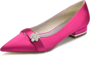 Hanfike Girls Womens Formal Flats for Wedding Slip-on Bows Pointed Toe Evening Shoes JY223