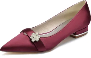 Hanfike Girls Womens Formal Flats for Wedding Slip-on Bows Pointed Toe Evening Shoes JY223