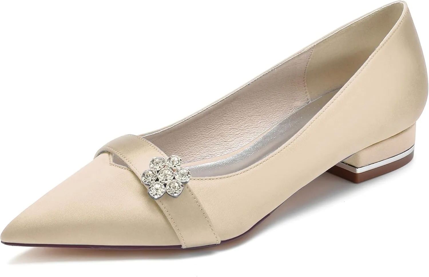 Hanfike Girls Womens Formal Flats for Wedding Slip-on Bows Pointed Toe Evening Shoes JY223