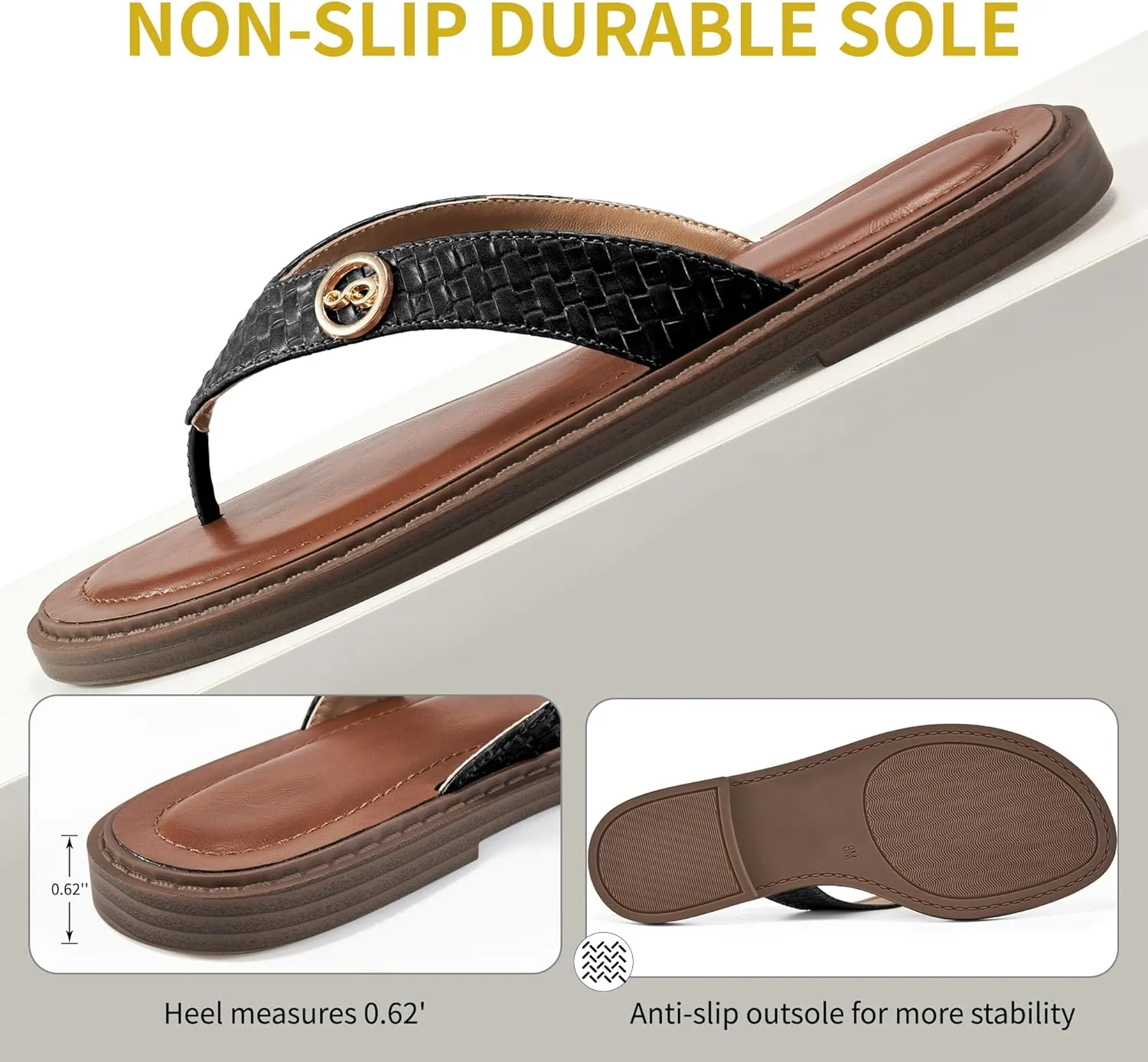HARENCE Flip Flops for Women Comfortable Thong Sandals Dressy Summer Casual Slip on Beach Flats Shoes