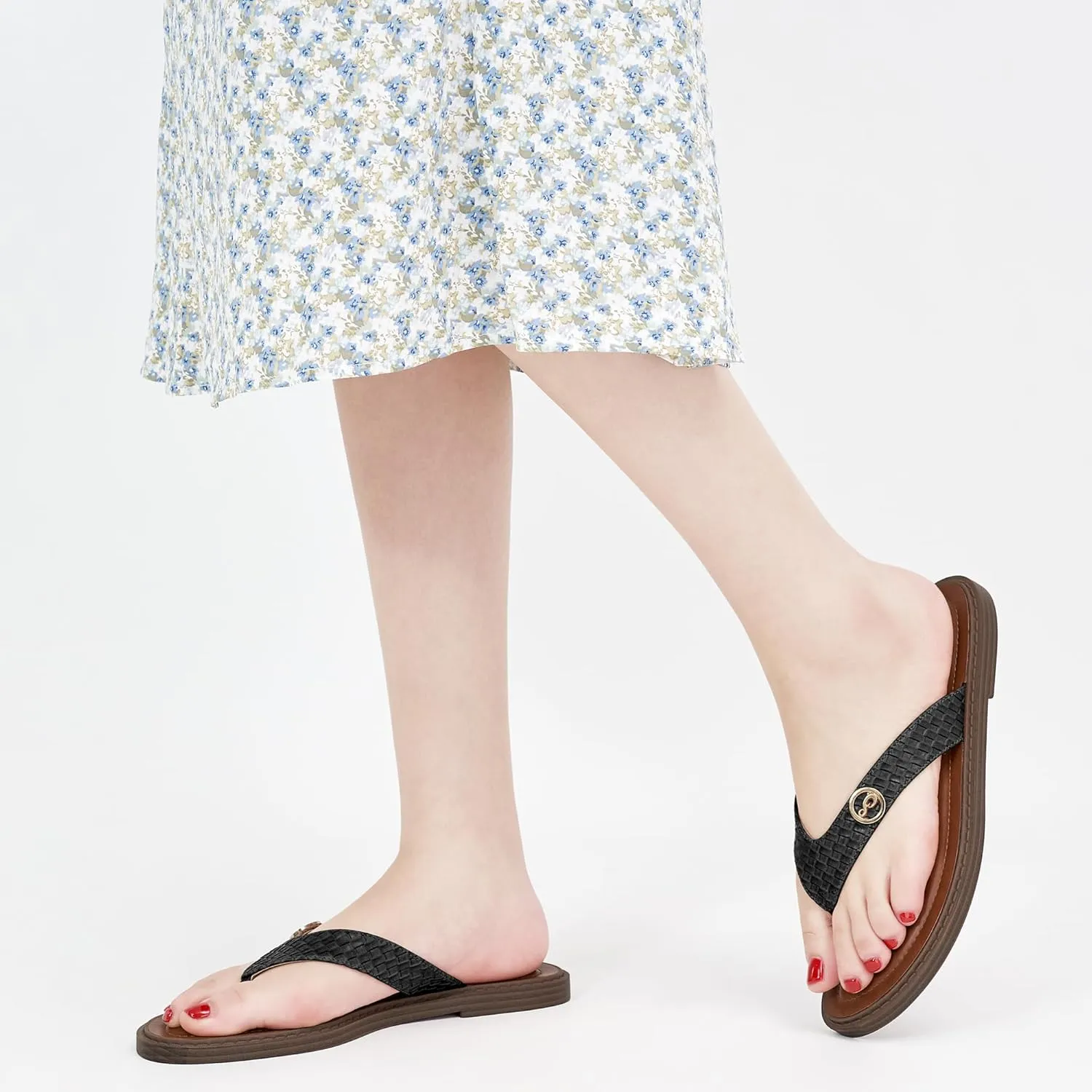 HARENCE Flip Flops for Women Comfortable Thong Sandals Dressy Summer Casual Slip on Beach Flats Shoes
