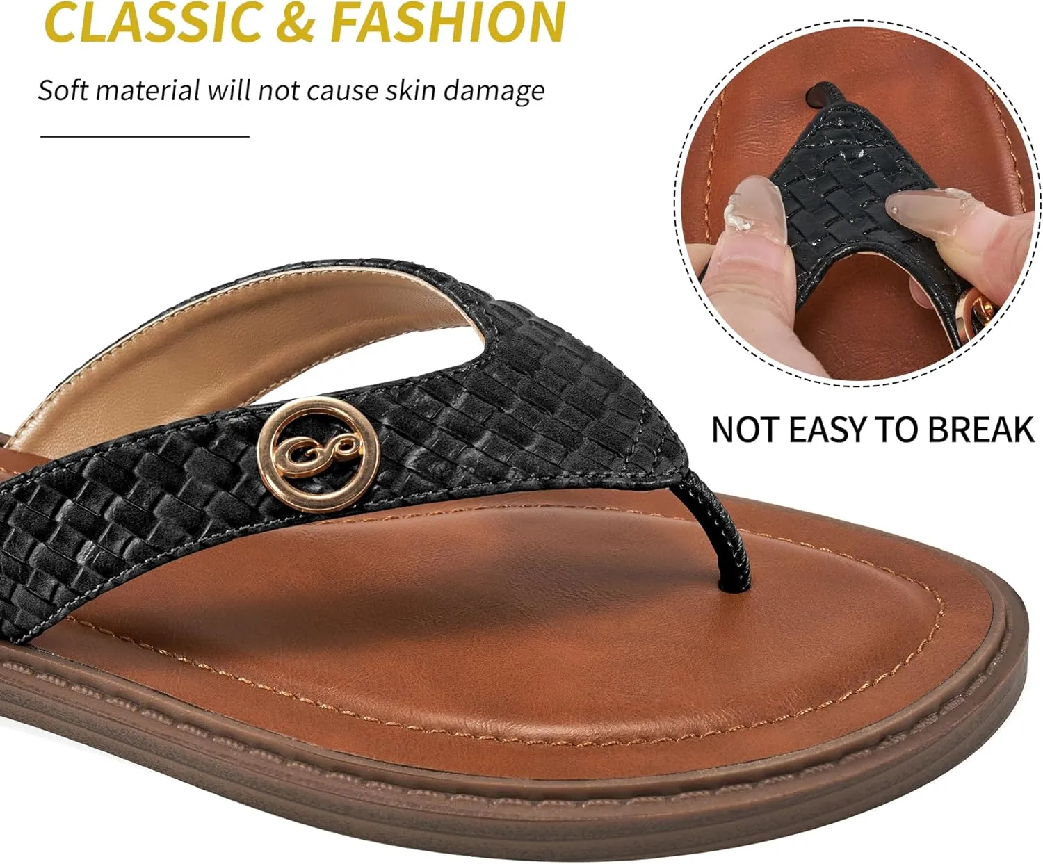 HARENCE Flip Flops for Women Comfortable Thong Sandals Dressy Summer Casual Slip on Beach Flats Shoes