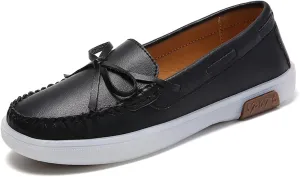 HOOENG Flat Shoes for Women Vegan Leather Deck Shoes Lace Up 1-Eye Stitching Details Comfort Round Toe Resistant Hospital Slip on (Color : Beige, Size : 6.5)