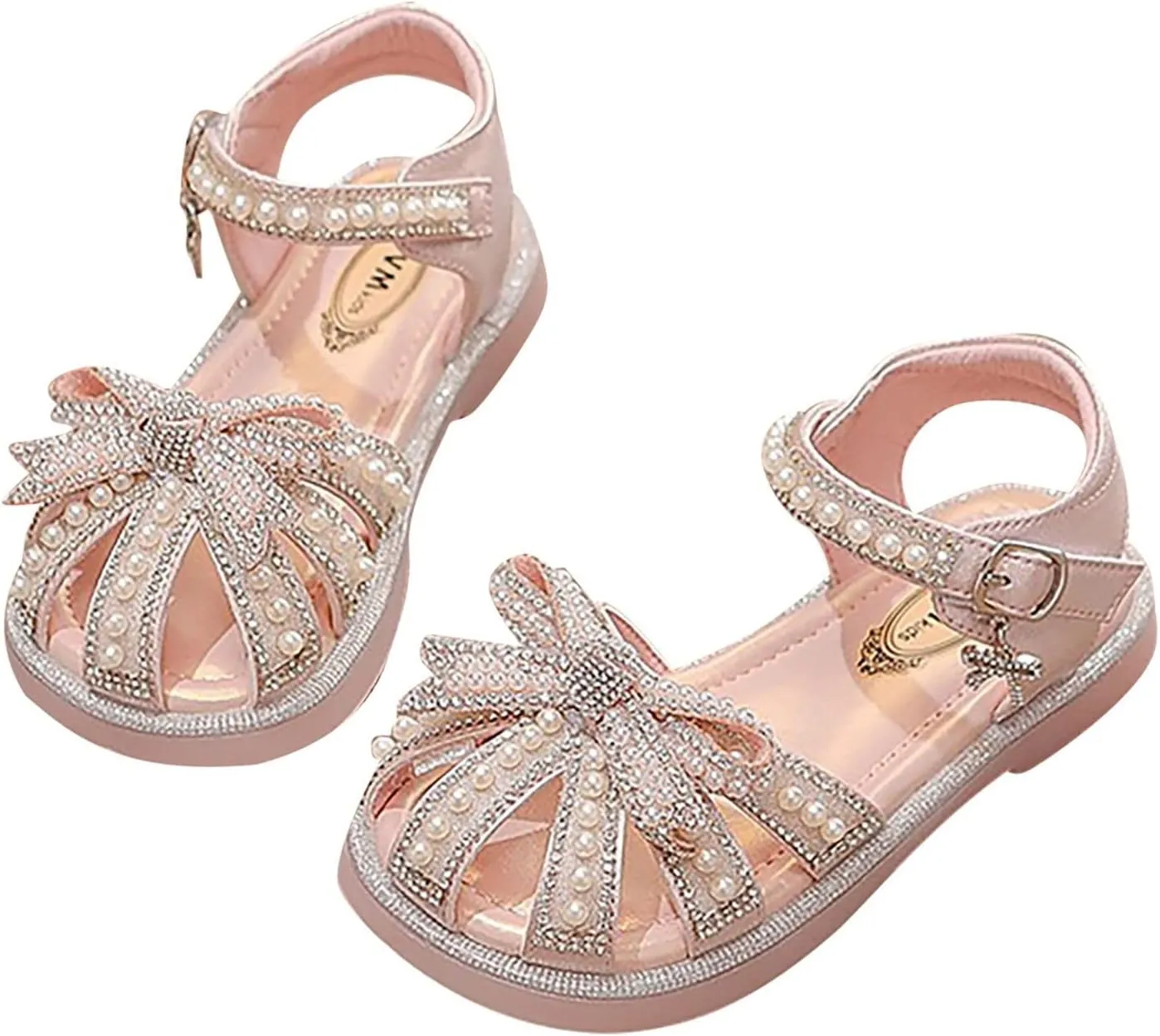 House Slipper with Memory Foam Kids Baby Summer Girls Closed Toe Sandals Pearl Glitter Diamond Water Shoe Toddler Girl