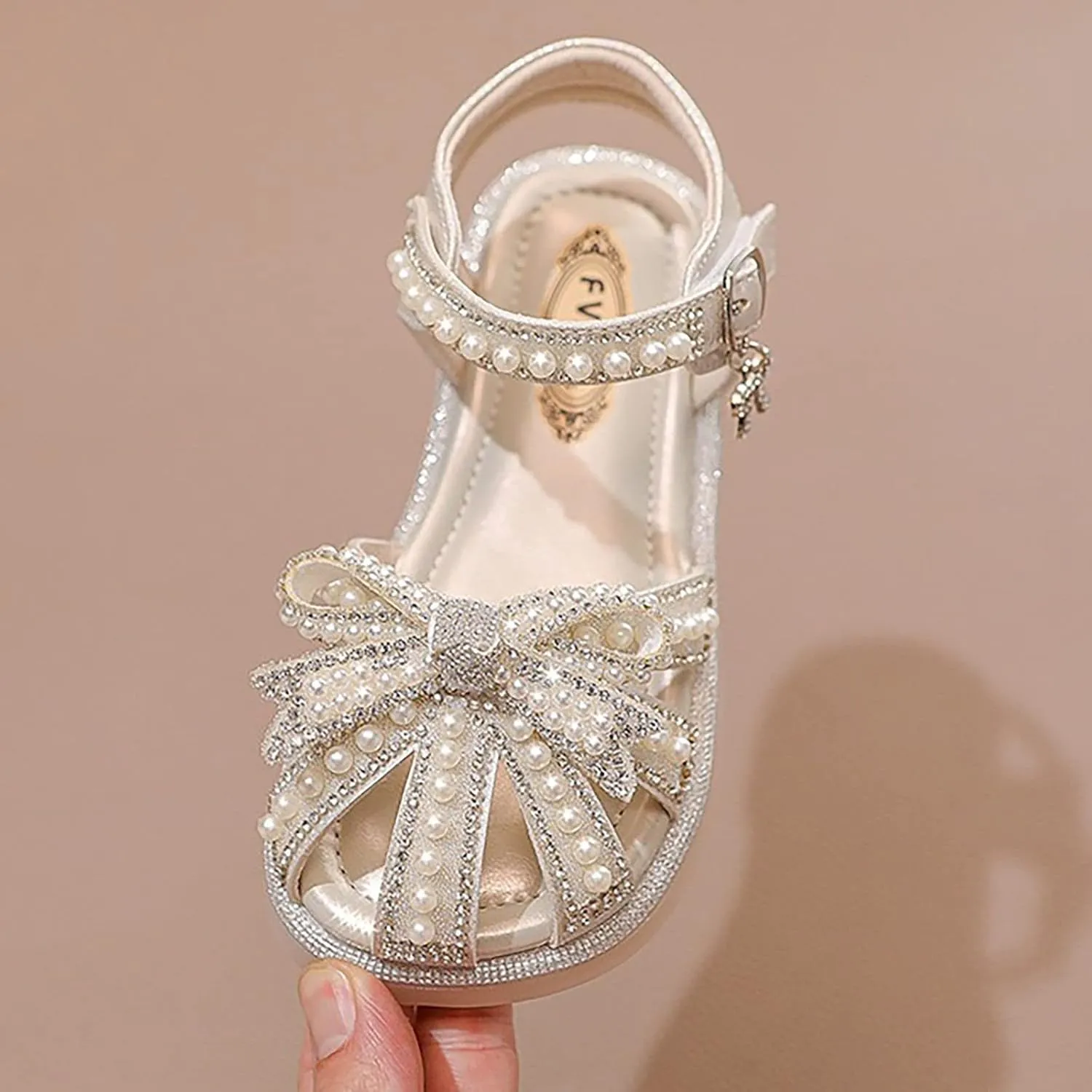 House Slipper with Memory Foam Kids Baby Summer Girls Closed Toe Sandals Pearl Glitter Diamond Water Shoe Toddler Girl