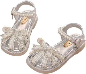 House Slipper with Memory Foam Kids Baby Summer Girls Closed Toe Sandals Pearl Glitter Diamond Water Shoe Toddler Girl