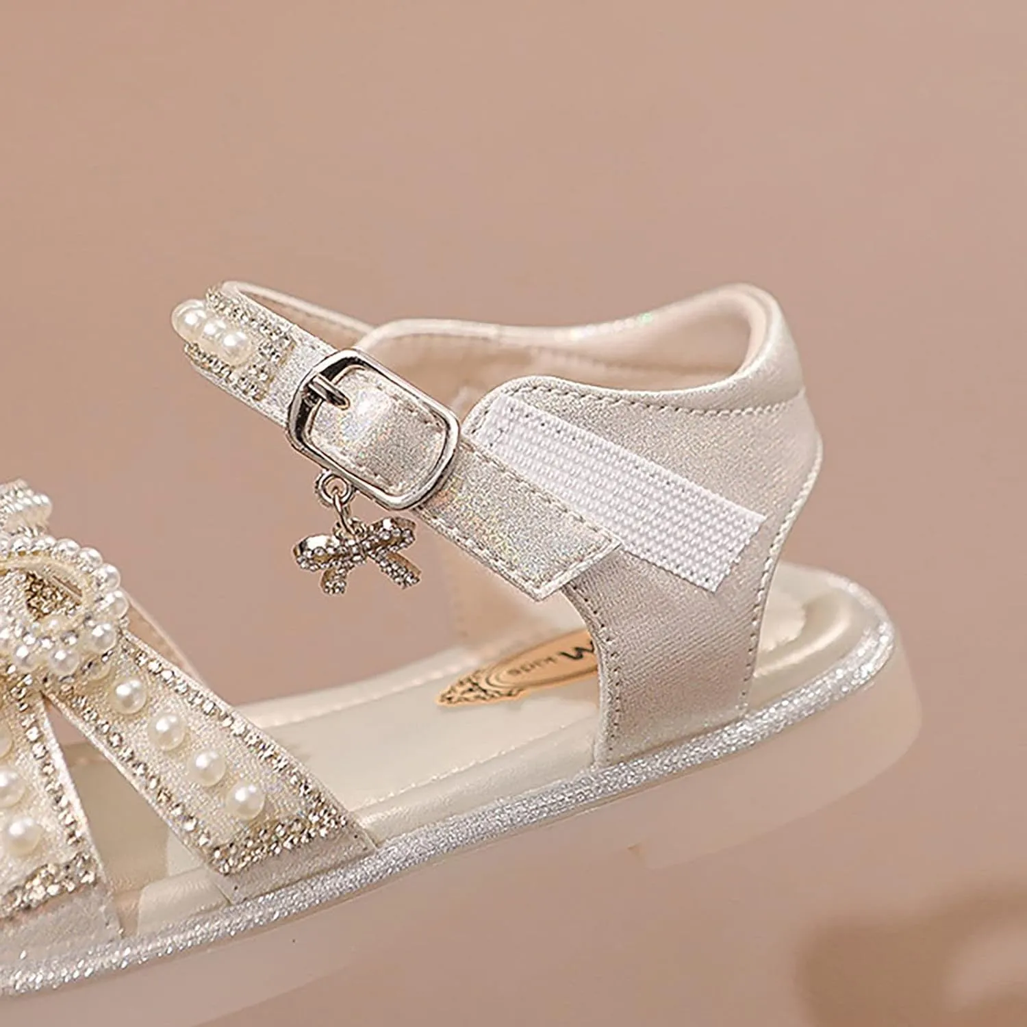 House Slipper with Memory Foam Kids Baby Summer Girls Closed Toe Sandals Pearl Glitter Diamond Water Shoe Toddler Girl