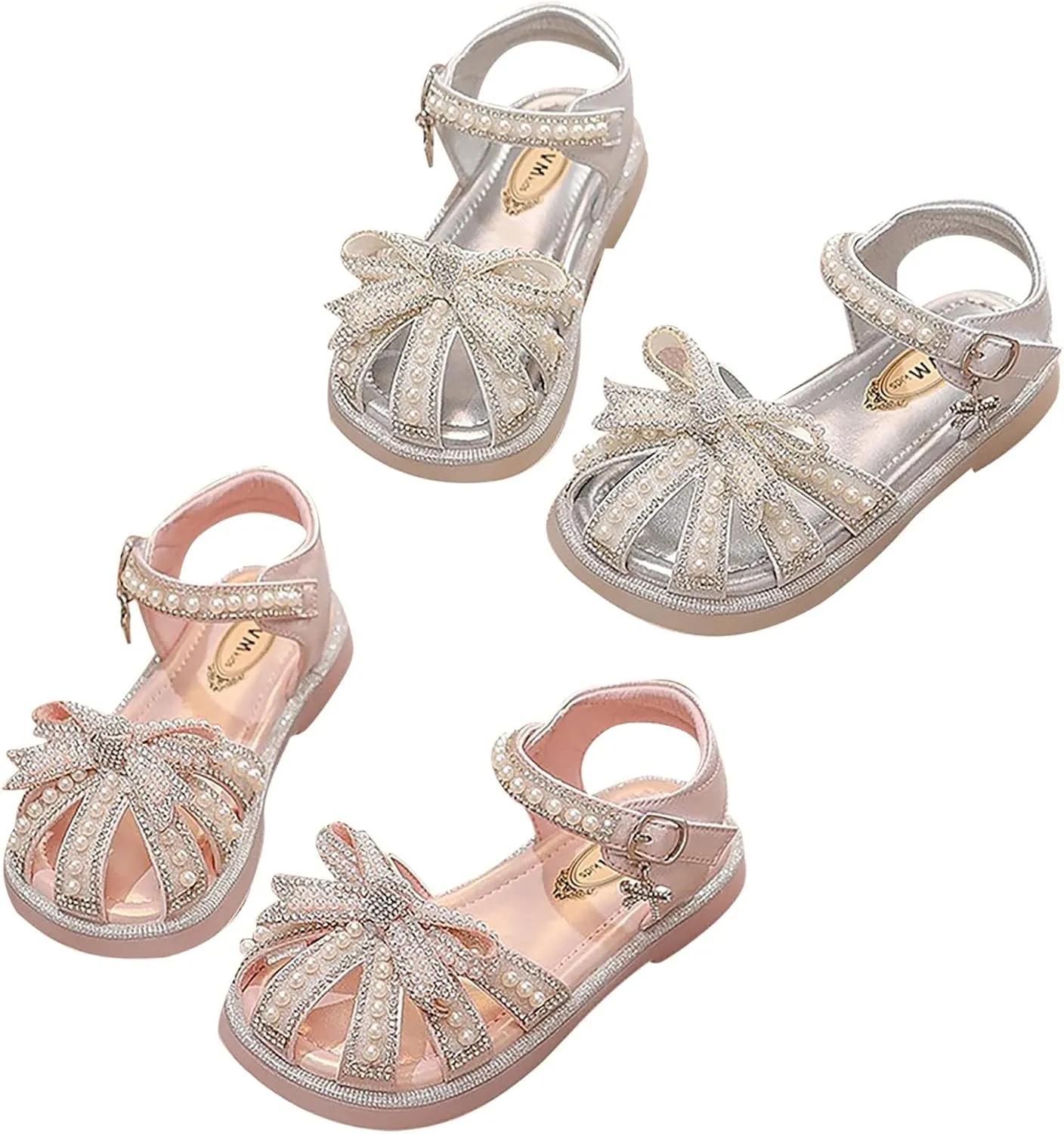 House Slipper with Memory Foam Kids Baby Summer Girls Closed Toe Sandals Pearl Glitter Diamond Water Shoe Toddler Girl