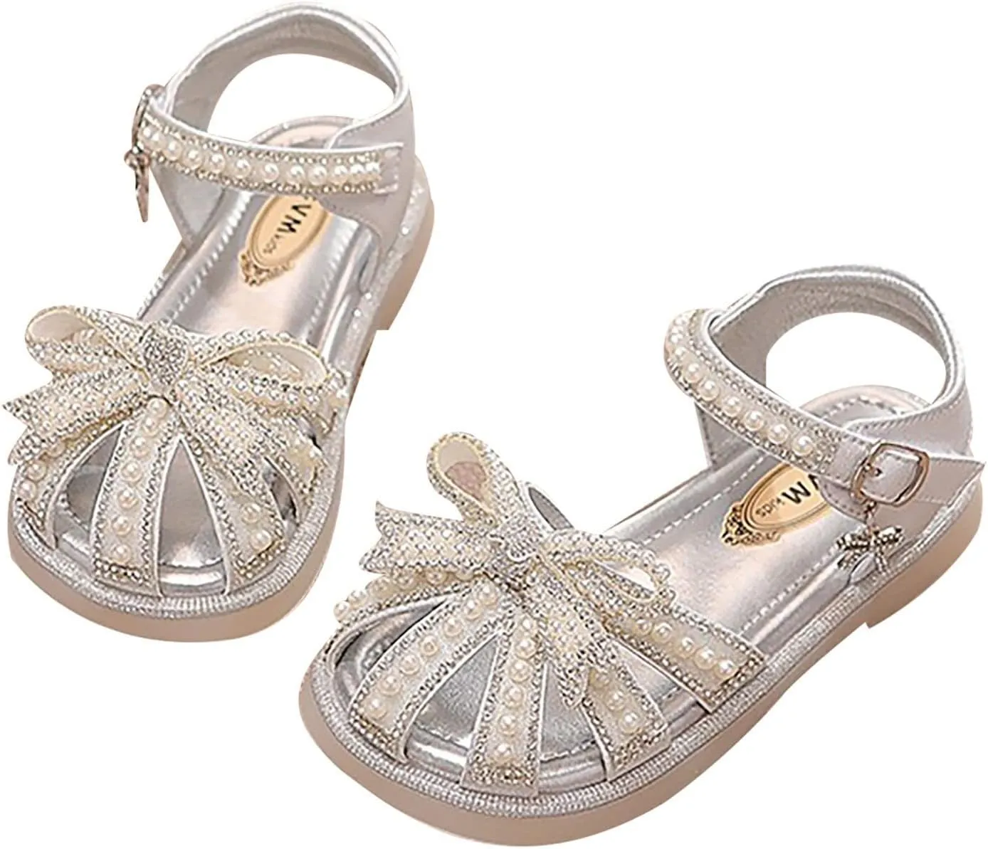 House Slipper with Memory Foam Kids Baby Summer Girls Closed Toe Sandals Pearl Glitter Diamond Water Shoe Toddler Girl