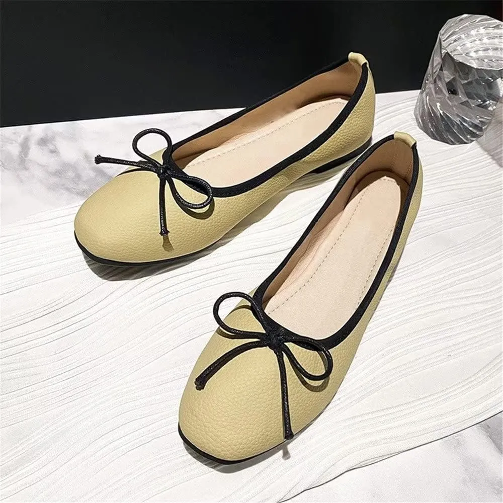 INEELUYI Women's Flats Comfortable Slip On Ballet Flats Soft Bow Flat Shoes