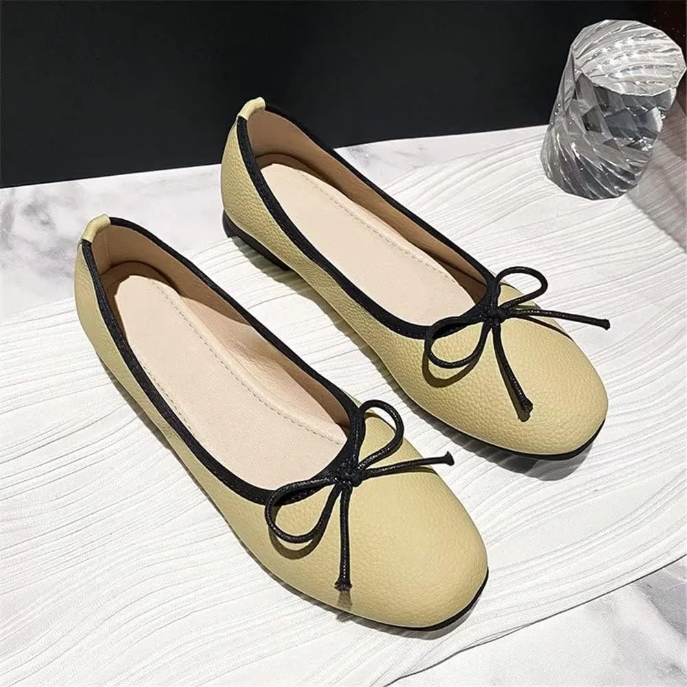 INEELUYI Women's Flats Comfortable Slip On Ballet Flats Soft Bow Flat Shoes