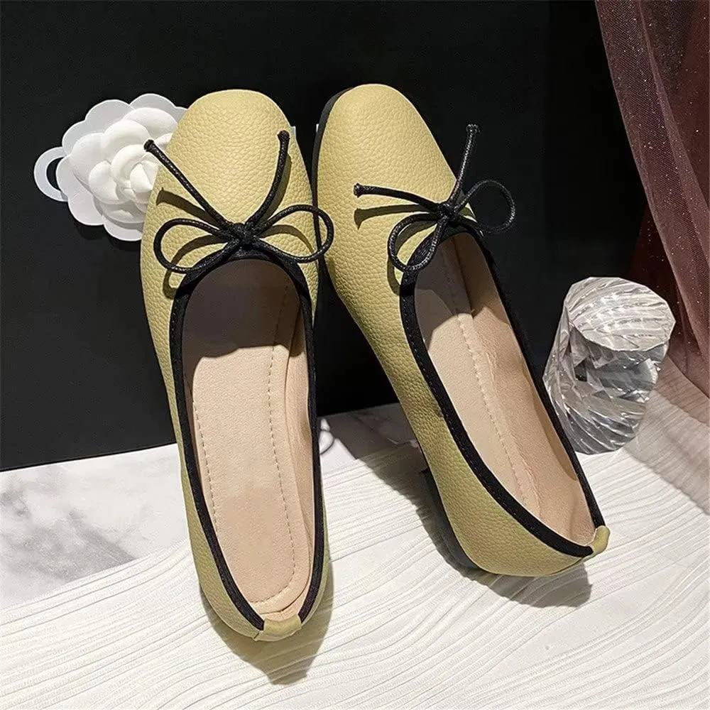 INEELUYI Women's Flats Comfortable Slip On Ballet Flats Soft Bow Flat Shoes