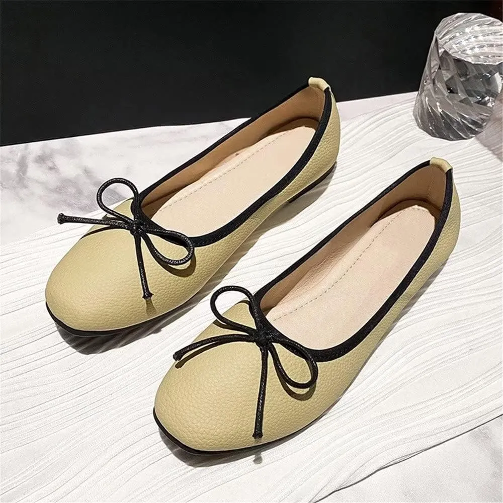 INEELUYI Women's Flats Comfortable Slip On Ballet Flats Soft Bow Flat Shoes