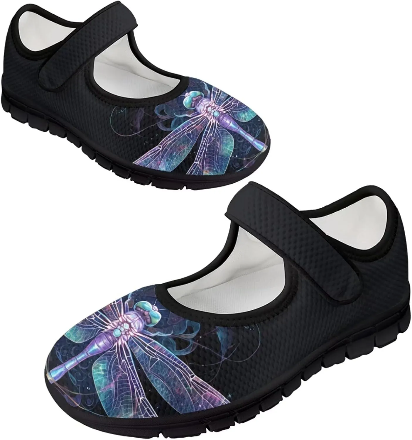 Jeiento Slip On Dragonfly Mary Jane Flats Ballet Flats Shoes for Women Round Toe Casual Dress