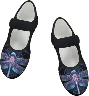 Jeiento Slip On Dragonfly Mary Jane Flats Ballet Flats Shoes for Women Round Toe Casual Dress