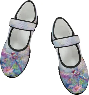 Jeiento Slip On Dragonfly Mary Jane Flats Ballet Flats Shoes for Women Round Toe Casual Dress