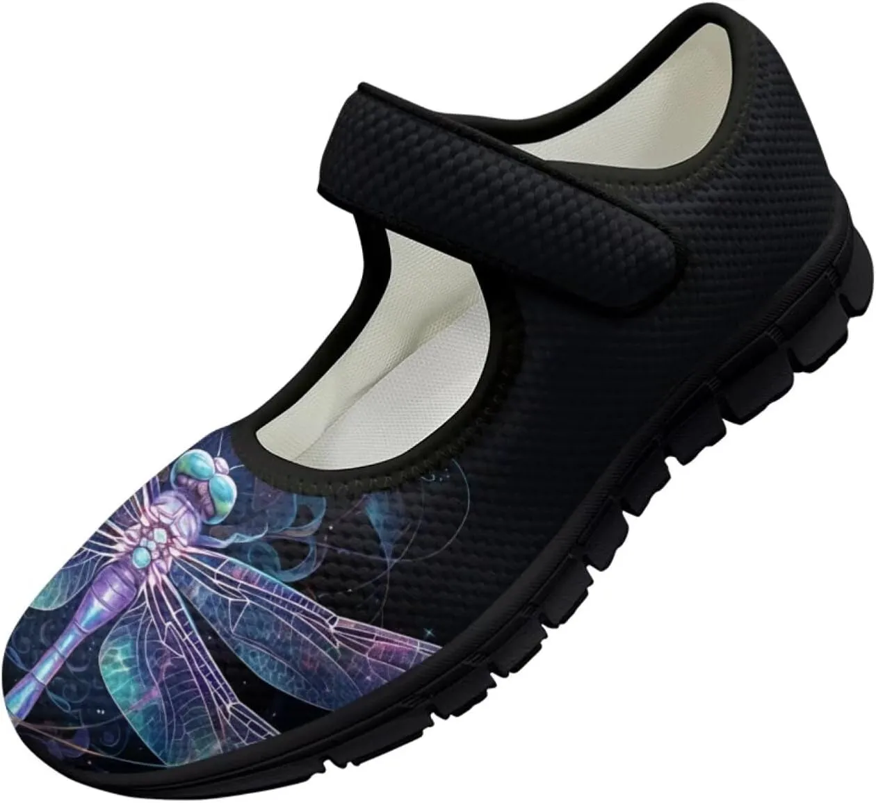 Jeiento Slip On Dragonfly Mary Jane Flats Ballet Flats Shoes for Women Round Toe Casual Dress