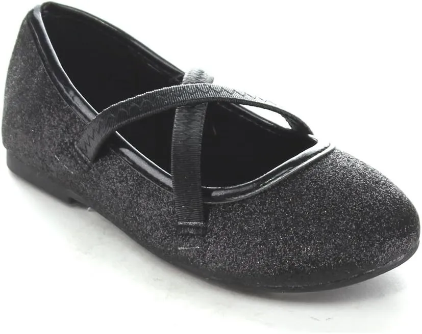 Jelly Beans Ballet Toddler's Little Girl Glitter Comfort Ballet Flat Shoes,Black,4