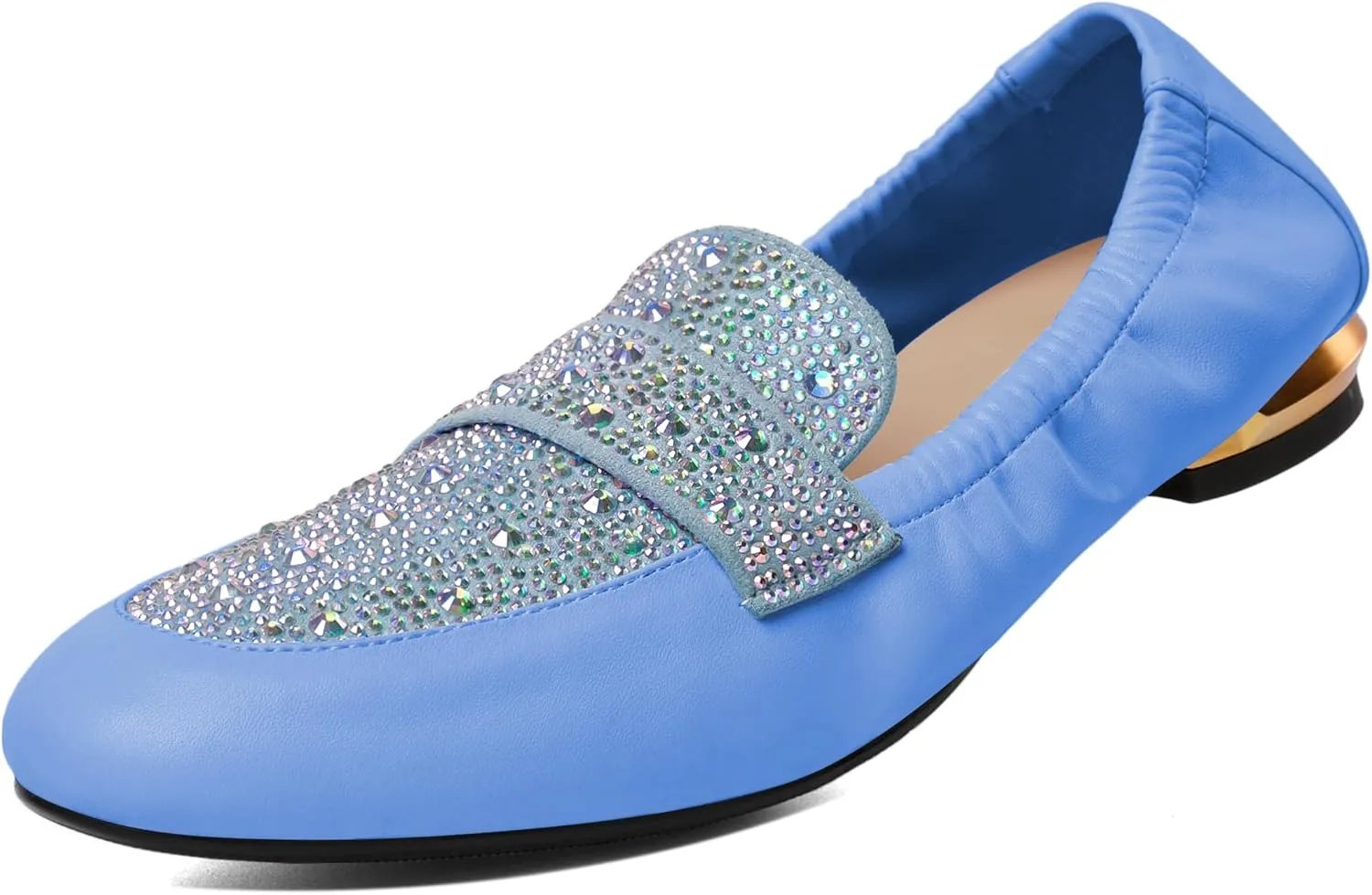 Joseywade Women's Ballet Flat Shoes Round Toe Slip On Rhinstone Walking Flats Cute Casual Low Comfort Soft Dress Shoes
