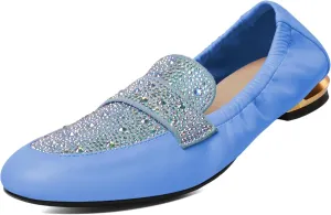 Joseywade Women's Ballet Flat Shoes Round Toe Slip On Rhinstone Walking Flats Cute Casual Low Comfort Soft Dress Shoes