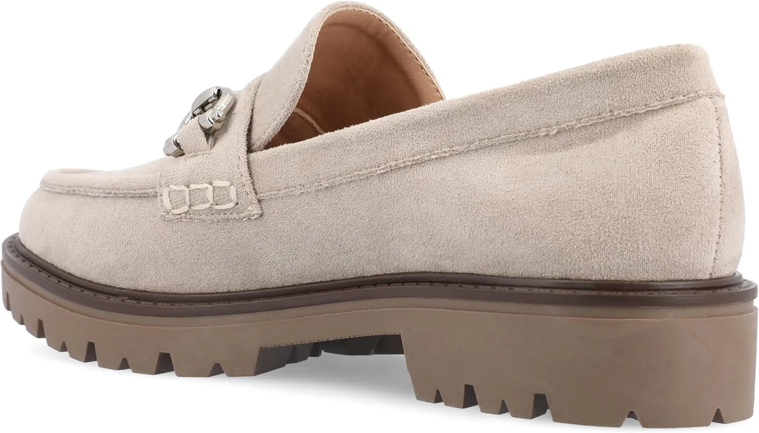 Journee Womens Jessamey Flat Loafer Hardware Detail 4 mm Comfort System Insole Faux Leather