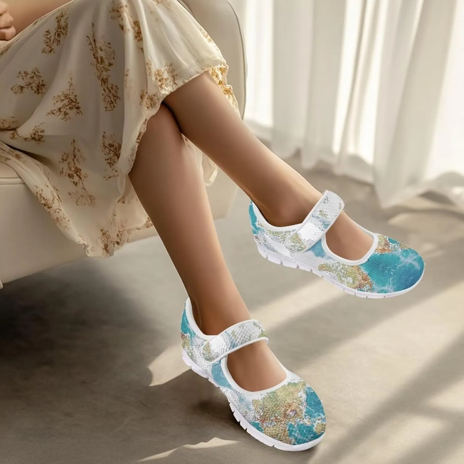 JoyLamoria Aztec Running Horse Walking Shoes Stylish Strap Mary Jane Shoes Adjustable Barefoot Shoes Womens US 4-9