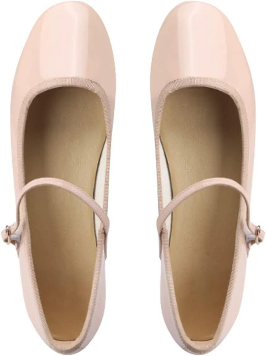 Julymens Women's Mary Jane Ballet Flats Round Toe Low Top Buckled Dressy Shoes
