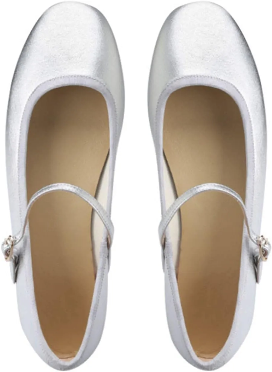 Julymens Women's Mary Jane Ballet Flats Round Toe Low Top Buckled Dressy Shoes