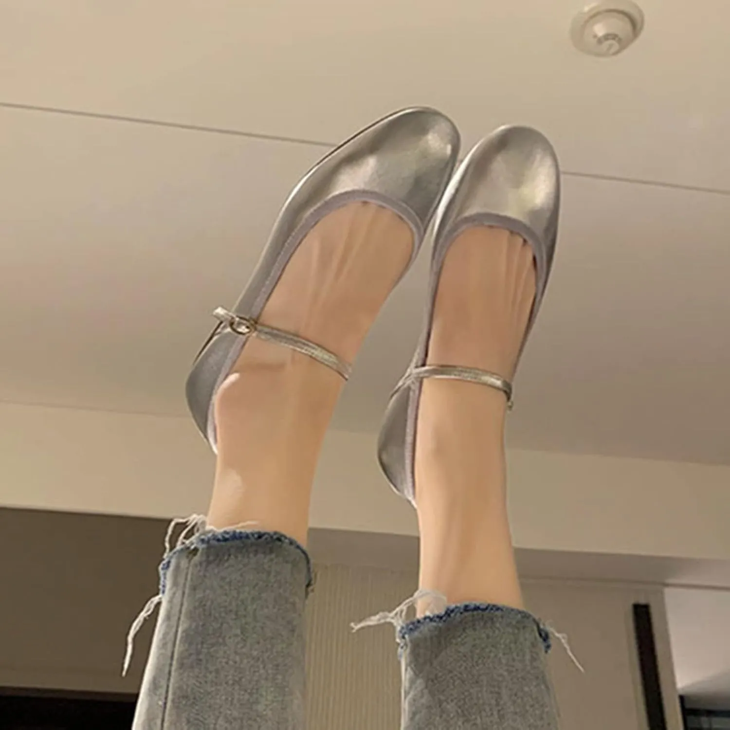 Julymens Women's Mary Jane Ballet Flats Round Toe Low Top Buckled Dressy Shoes