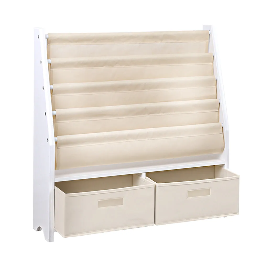 Keezi 4 tier Kids Bookshelf Wooden Bookcase Children Toy Organiser Display Rack