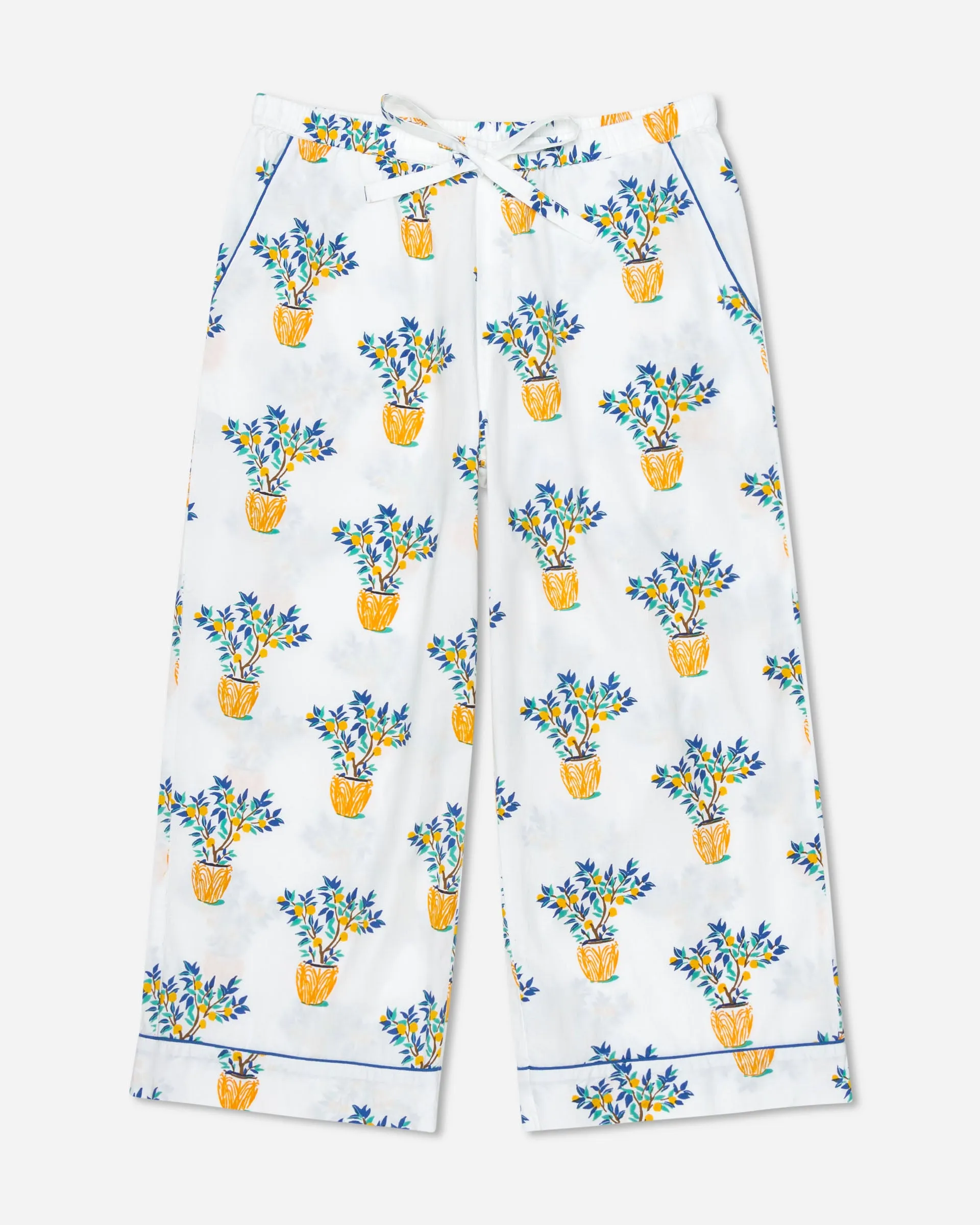 Lemon Tree - Cropped Pajama Pants - Cloud