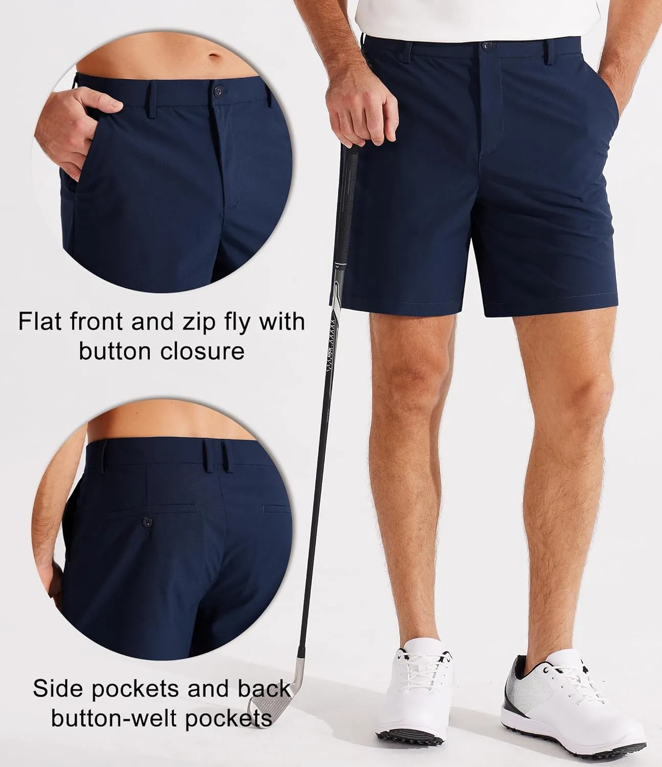 Libin Golf Shorts Men Dress Shorts Casual Work Flat Front Shorts 7" 9" Stretch Lightweight