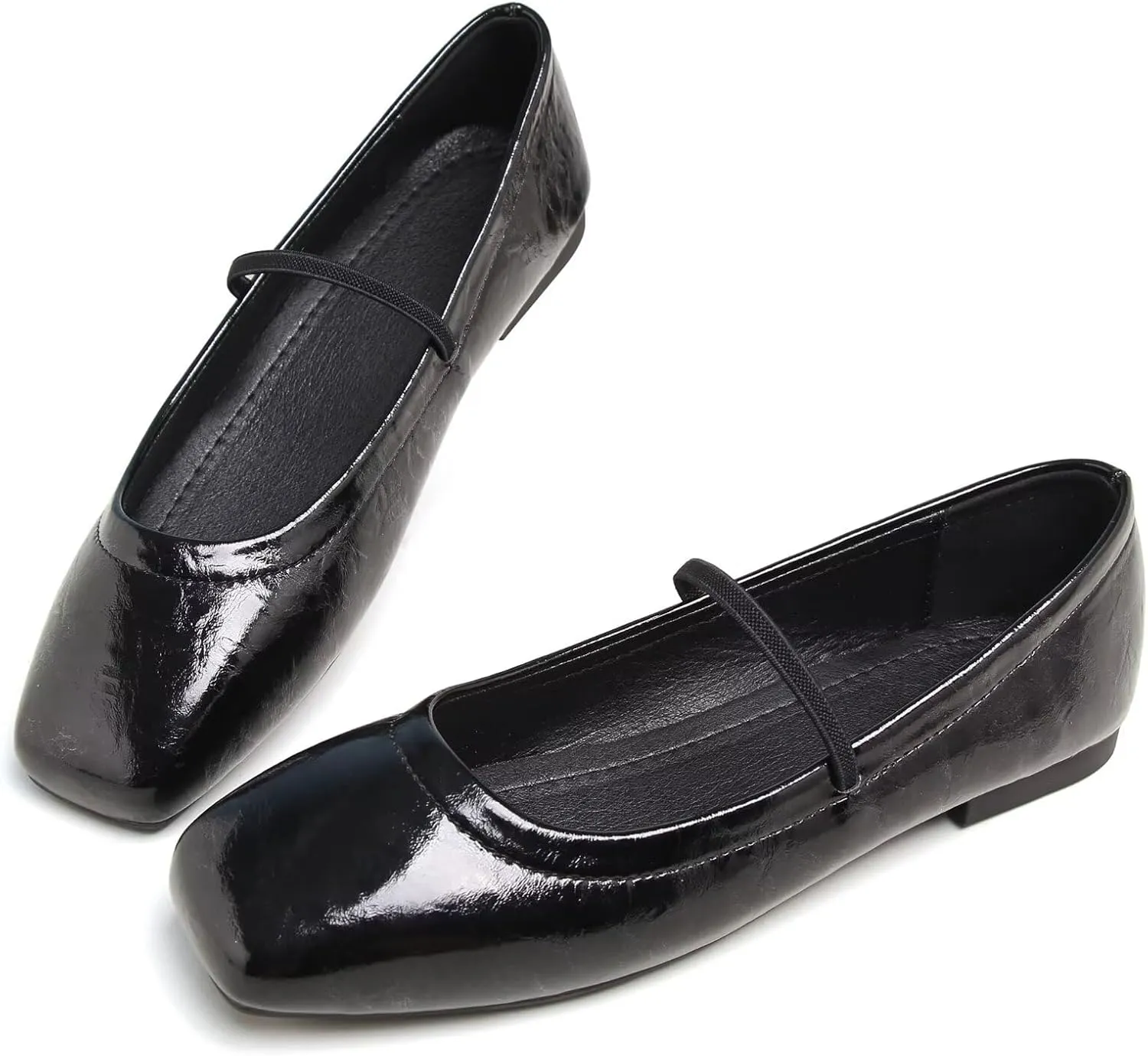 LUXINYU Womens Mary Jane Shoes Comfortable Strap Flats Dressy Square Toe Flats Casual Ballet Flats for Women