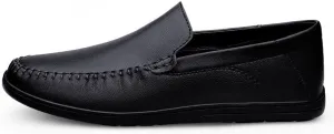 Mens Loafers Shoe Round Toe Solid Color Vegan Leather Loafer Shoes Flat Heel Resistant Comfortable Prom Slip On