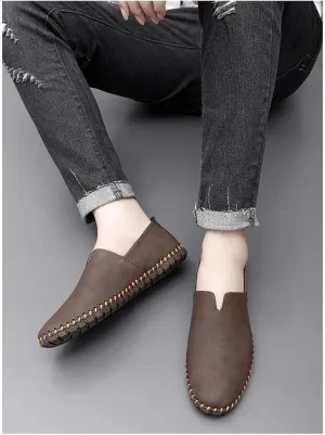 Men's Loafers Vegan Leather Stitching Details Smoking Shoes Comfortable Anti-Slip Flat Heel Party Prom Slip-on