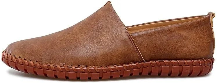 Men's Loafers Vegan Leather Stitching Details Smoking Shoes Comfortable Anti-Slip Flat Heel Party Prom Slip-on