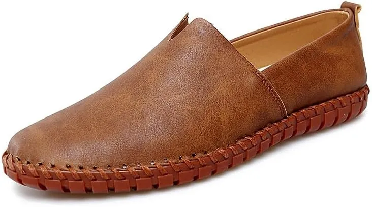 Men's Loafers Vegan Leather Stitching Details Smoking Shoes Comfortable Anti-Slip Flat Heel Party Prom Slip-on