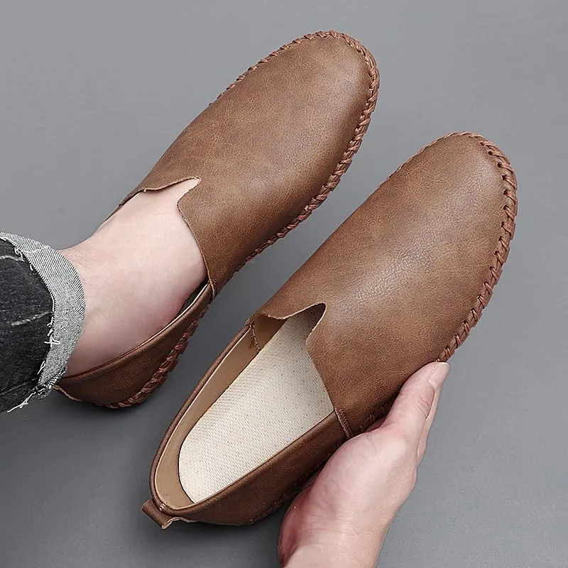 Men's Loafers Vegan Leather Stitching Details Smoking Shoes Comfortable Anti-Slip Flat Heel Party Prom Slip-on